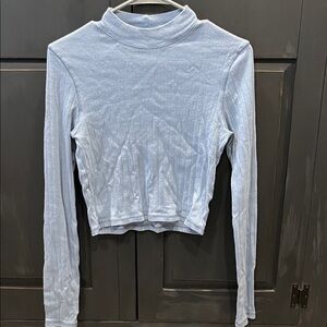 Light Blue Ribbed Long Sleeve Top
